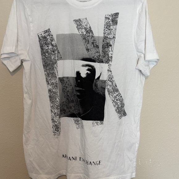 Armani Exchange White and Gray Graphic Tee men’s L #98 - Picture 5 of 5